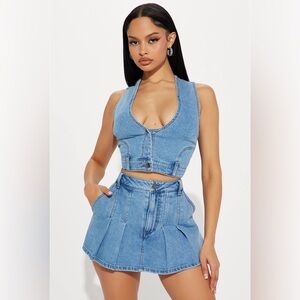 Nashville Denim Pleated Skort Set